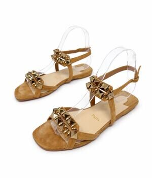 Christian Louboutin Galerietta Studded Suede Flat Sandals Womens Size EU 36.5